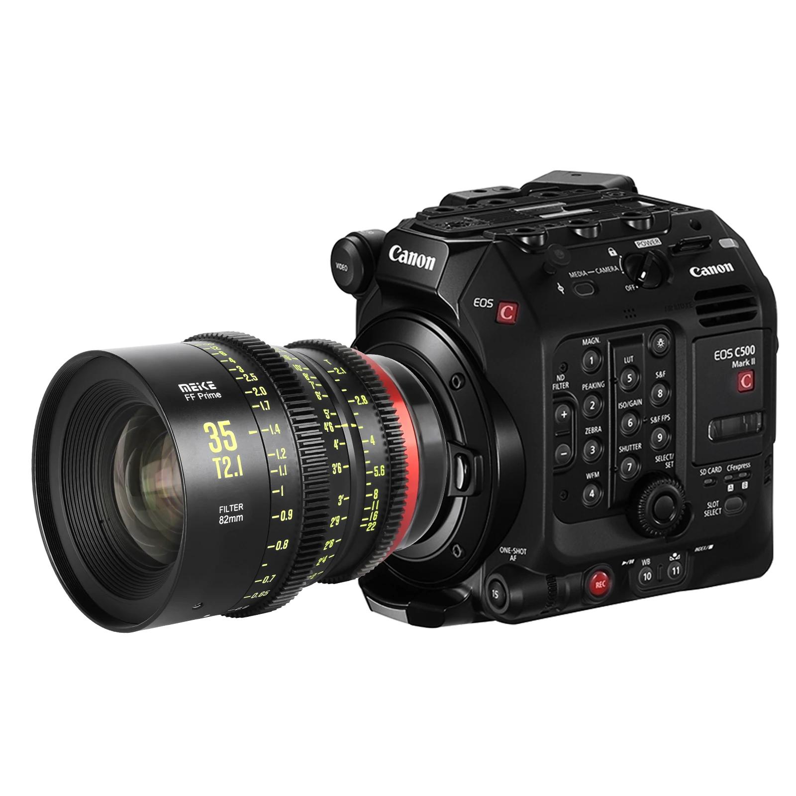 Objectif Cine Meike Prime 35/50/85/105/135 mm T2.1 pour systèmes de caméra de cinéma FF, comme Canon