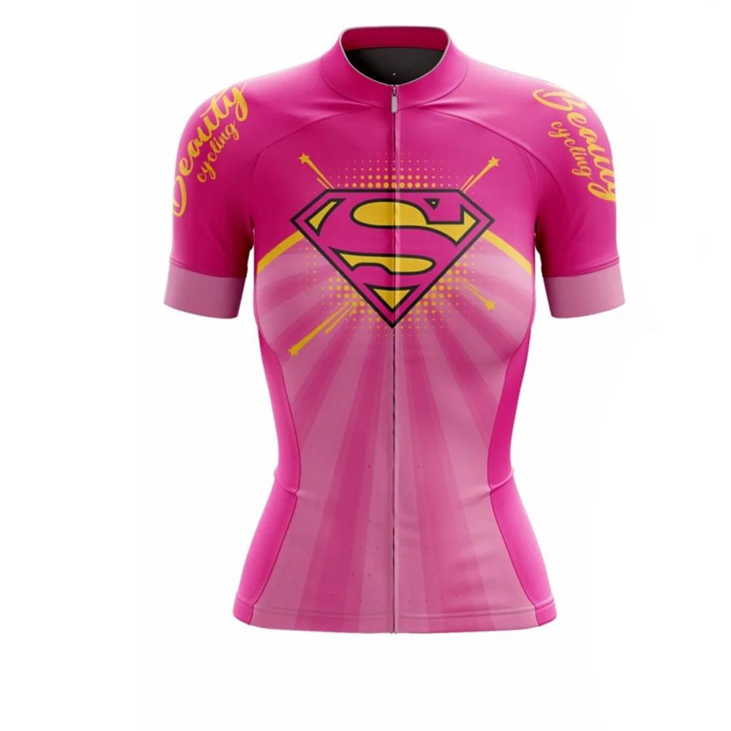 Été cyclisme rose manches courtes maillots femmes équipe vélo vêtements Motocross chemise VTT Camisa
