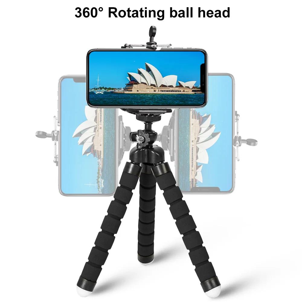 Trépied pour téléphone Flexible éponge poulpe Mini trépied pour IPhone Mini caméra trépied support p