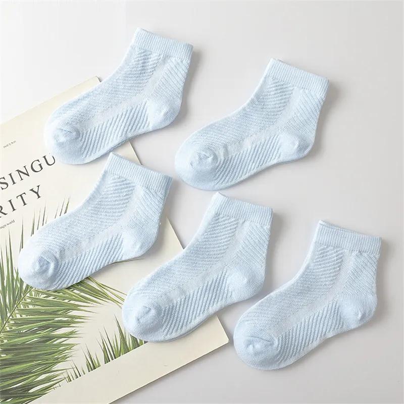 Enfants coton chaussettes été mince respirant tricot maille doux solide blanc mode garçon fille bébé