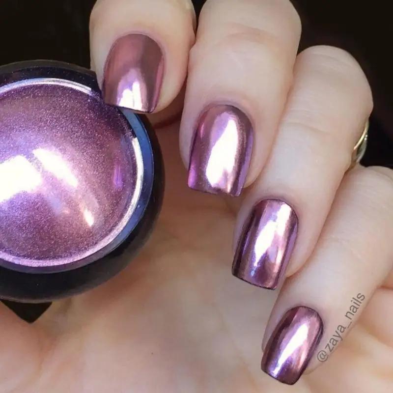 Poudre d'or et d'argent pour Nail Art, paillettes, Rose, champagne, vernis Gel UV, poussière, effet