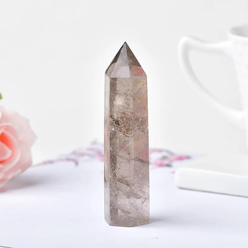 Pierre de guérison Reiki en cristal de Quartz fumé naturel, prismes hexagonaux, baguette d'obélisque