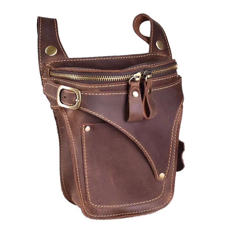 Sac de moto en cuir véritable pour homme, ceinture de hanche, fourre-tout de hanche, sacs de taille
