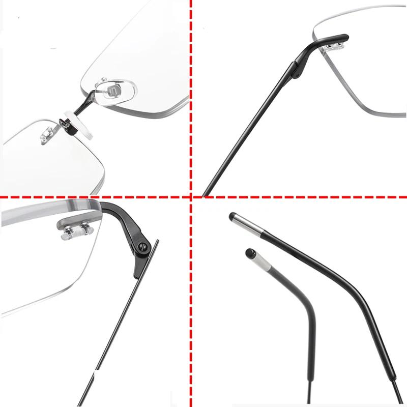 Lunettes de lecture multifocales progressives en titane, sans bords, zoom intelligent pour hommes et