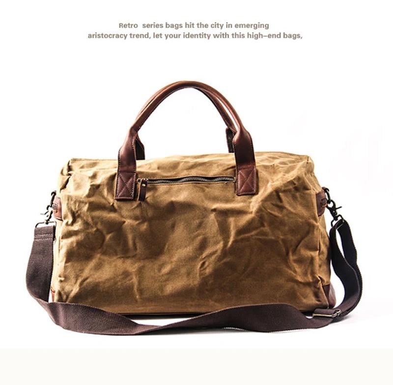 Sac de voyage en toile cirée imperméable pour hommes, bagage à main, grand fourre-tout Vintage pour