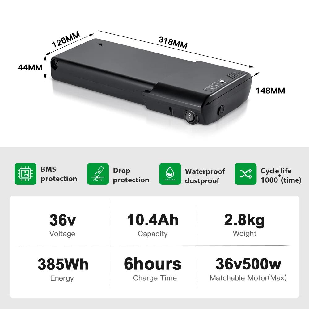 Phylion XH370-10J PortaPower Ebike batterie 36V 10.4Ah 14Ah 18650 batterie de vélo électrique au Lit