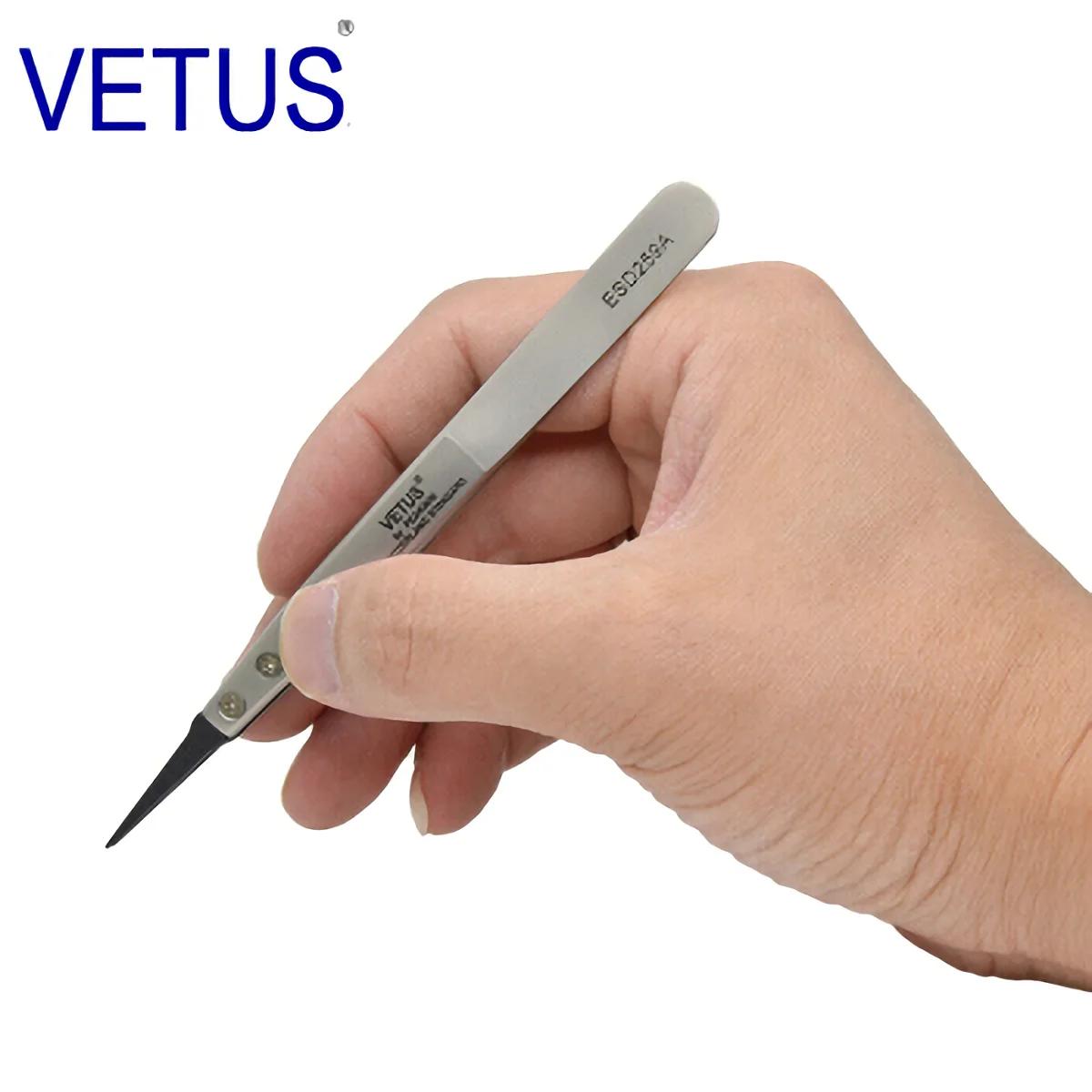 VETUS ESD-259A pince à épiler antistatique à tête Interchangeable corps en acier inoxydable tête en
