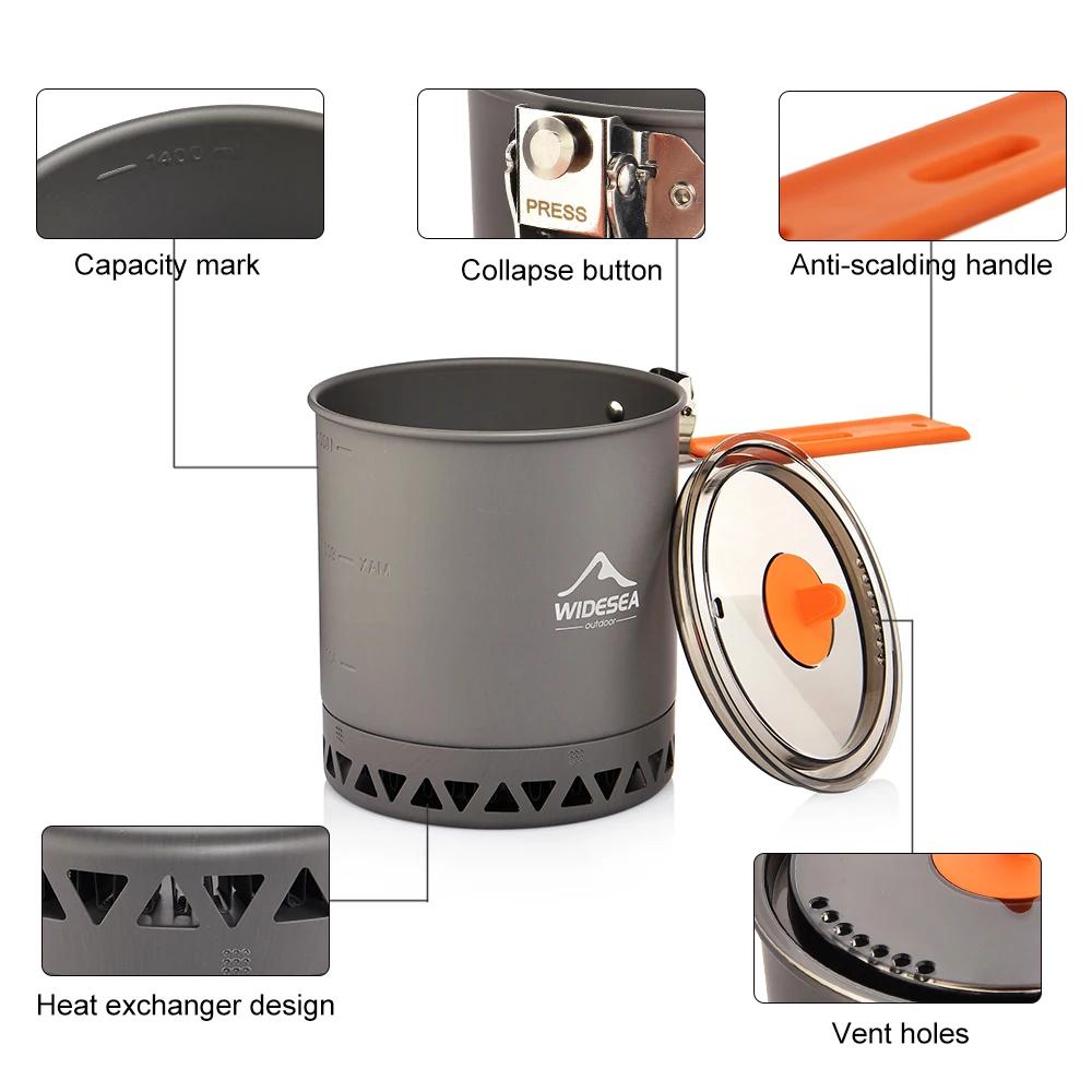 Widesea vaisselle pour Camping 1,6 L Pot plats touristiques tourisme randonnée pique-nique fournitur