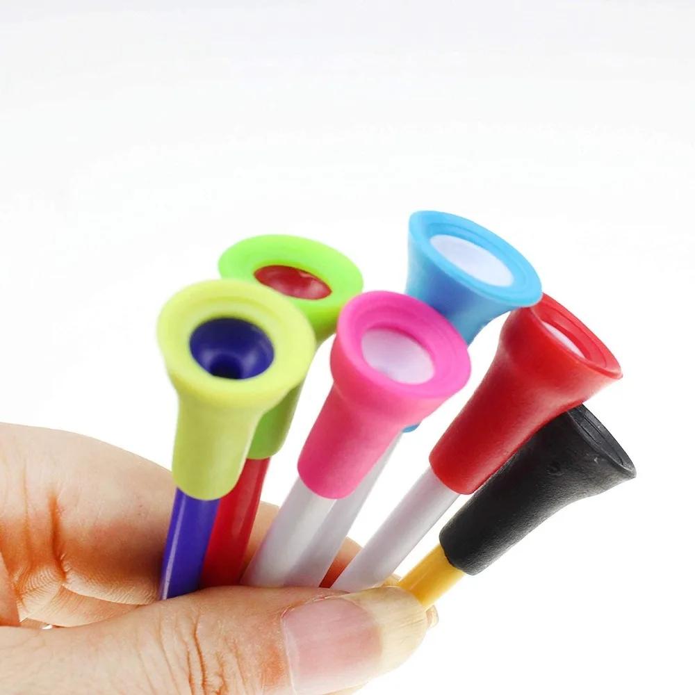 100 pièces Tees de Golf mélanger les couleurs 83mm en plastique Durable en caoutchouc coussin haut p