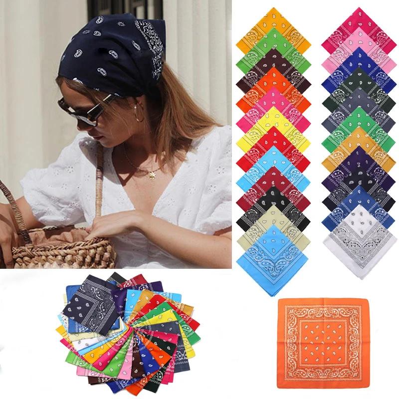 Mode Bandana foulard tête foulards carrés imprimer mouchoir femme homme bandeau de cheveux cou échar