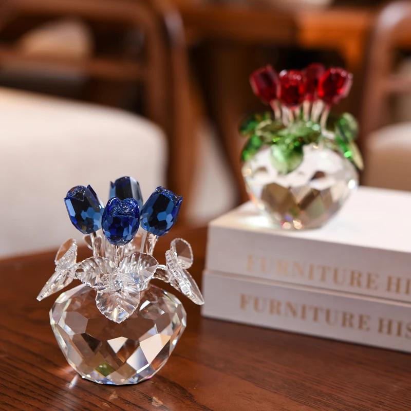 Figurines de roses en cristal, cadeau de saint-valentin pour elle, ornement de rêve en verre, presse