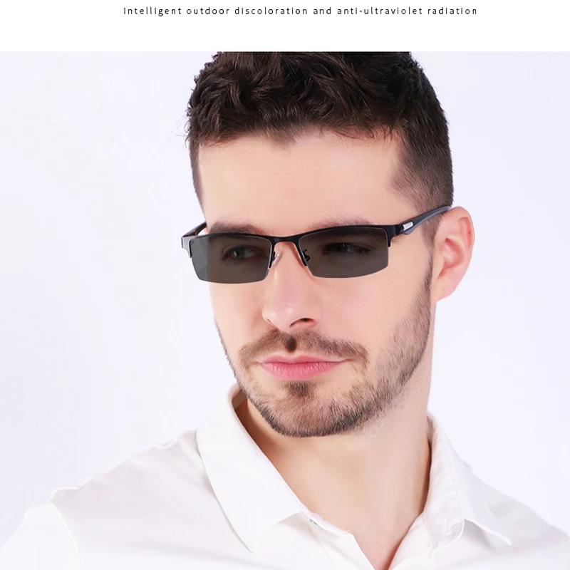 Lunettes de lecture photochromiques progressives pour hommes, Transition en titane, hypermétropie, p