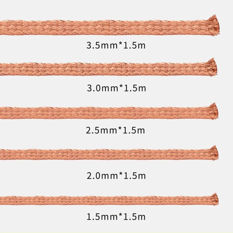 Tresse à dessouder mécanique, 5 pièces/lot, 1.0/1.5/2.0/2.5/3.0/3.5/4.0mm, 1.5M de longueur, dissolv