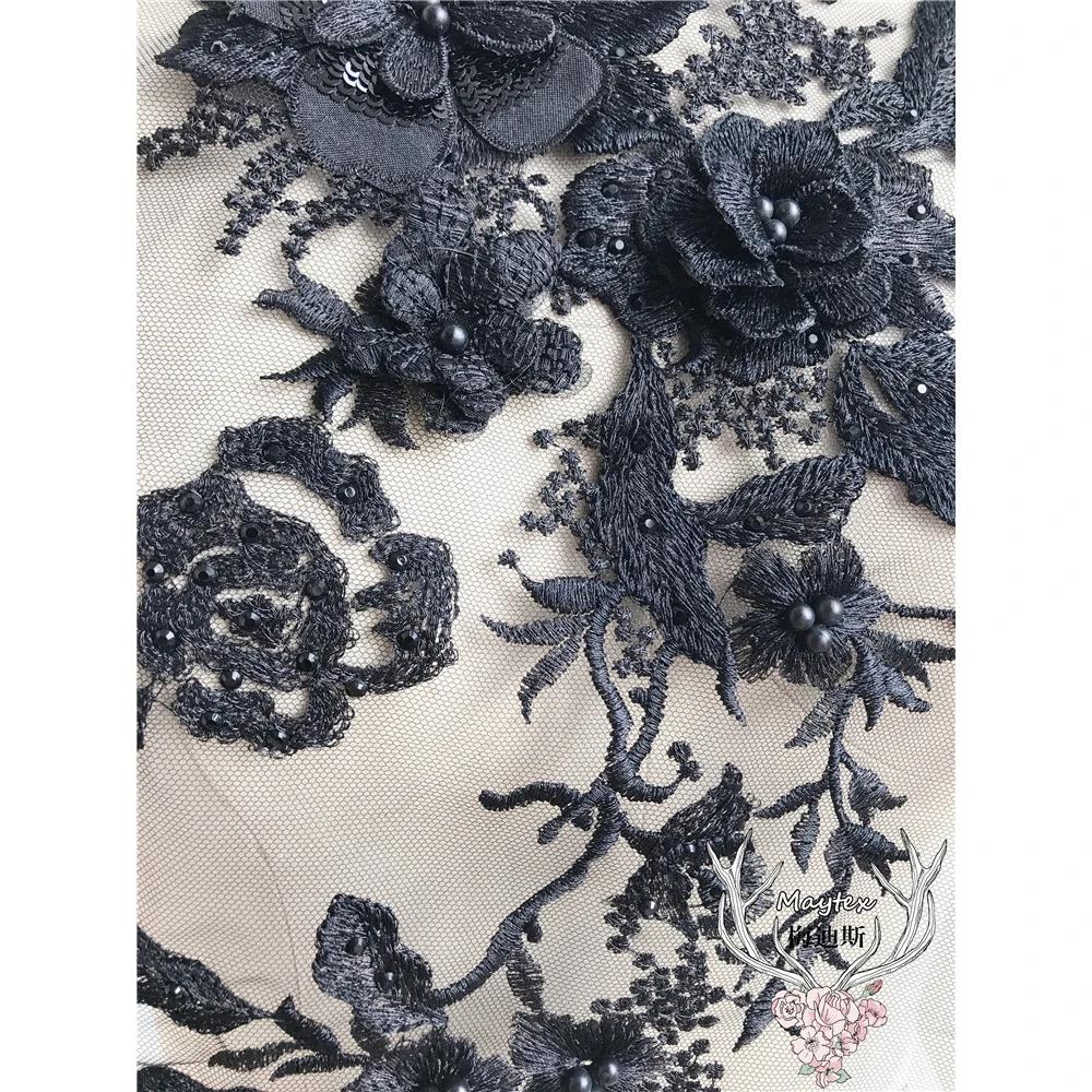 Patchs en tissu brodés de fleurs 3D, perles et dentelle pour sacs, costumes de scène, décoration, co