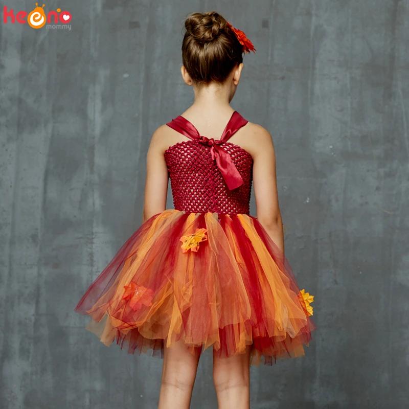 Robe Tutu d'automne pour filles, déguisement de feuilles d'érable pour enfants, Costume fantaisie d'