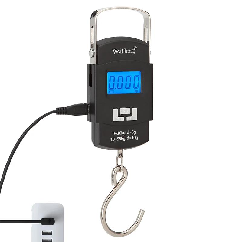 Balance numérique électronique avec chargeur USB 55kg/10g, crochet suspendu, pêche voyage, Double pr