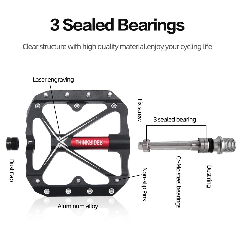 ThinkRider – pédales de vélo à 3 roulements scellés, pédales de vélo plates, vtt, route, vtt, access