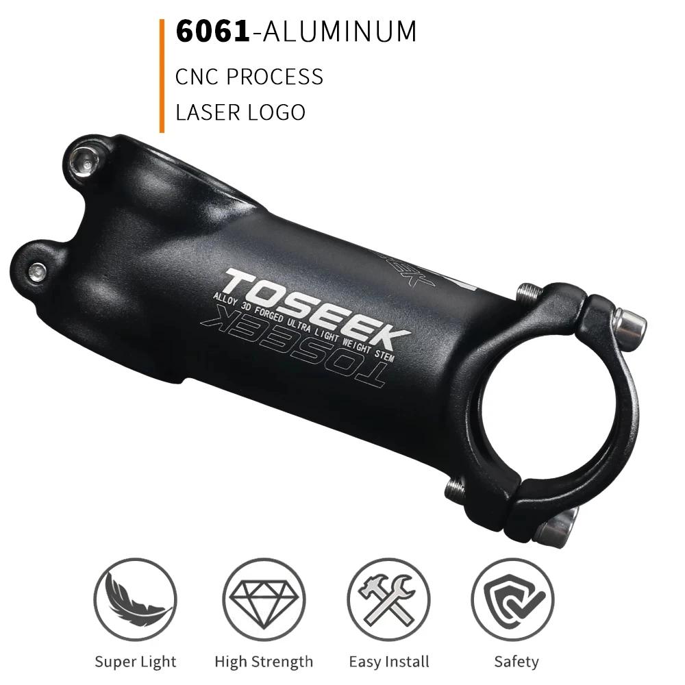 TOSEEK tige de vélo en aluminium ultralégère 7 degrés tige de VTT vtt 31.8x45/55/60/65/70/80/90/100/
