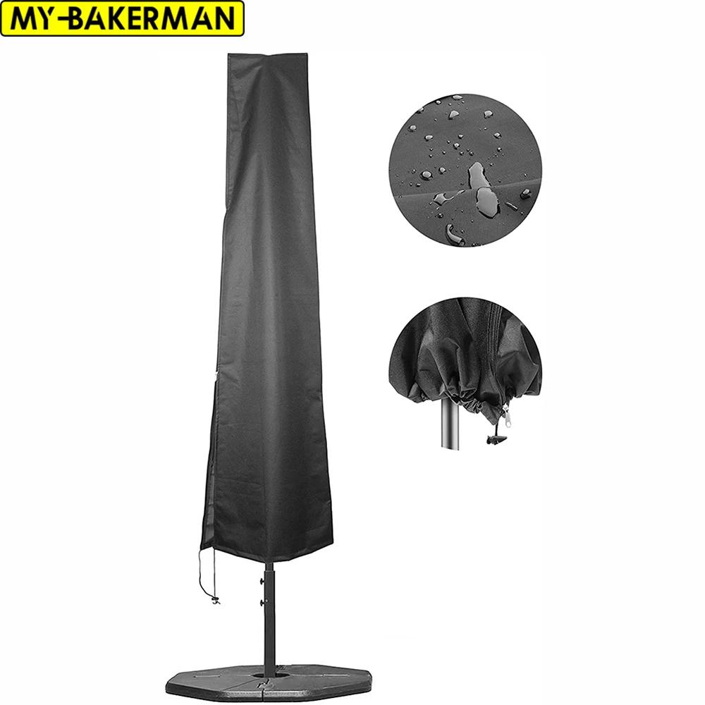 Housses de Parasol de marché imperméables noires 210D pour Patio, avec fermeture éclair, pour 6 tail