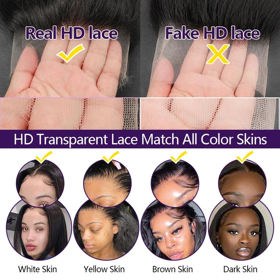 WOWANGEL – Lace Frontal HD, cheveux lisses, 13x6, 13x4, 7x7, 6x6, 5x5, 100% Real HD Closure uniquem