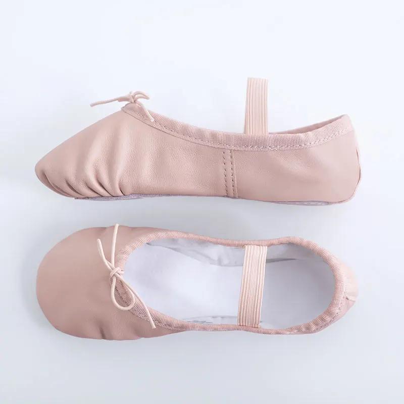 Chaussures de Ballet en cuir véritable, pantoufles de danse, chaussures de gymnastique pour femmes e