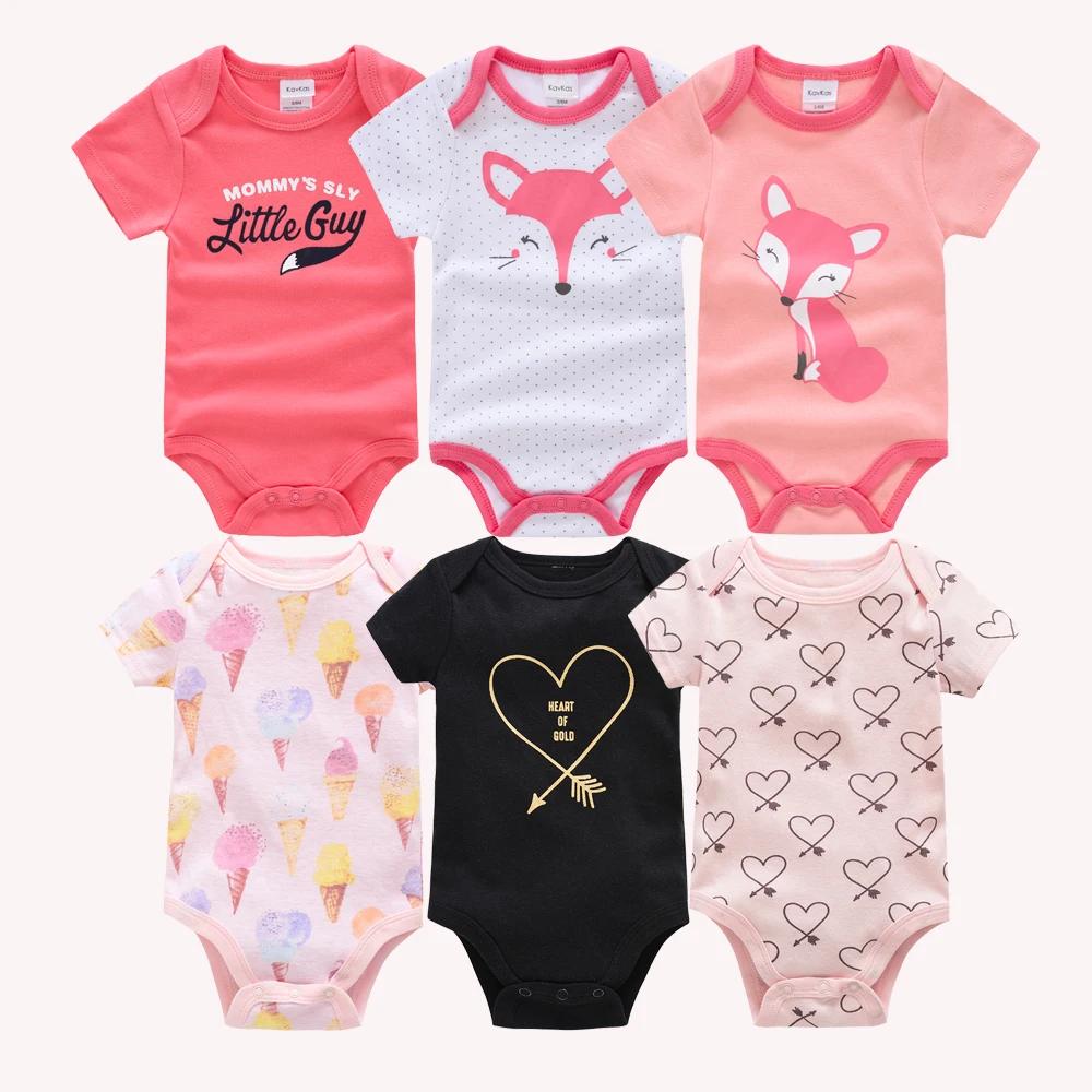 Kavkas – body pour bébés filles, 6/3 pièces/lot, vêtements d'été en coton pour bébés, manches courte
