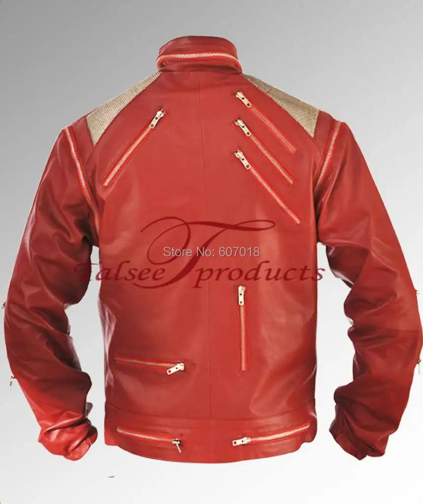 Rare classique MJ MICHAEL JACKSON CUSTOM Classic Beat It MV veste en cuir rouge à fermeture éclair