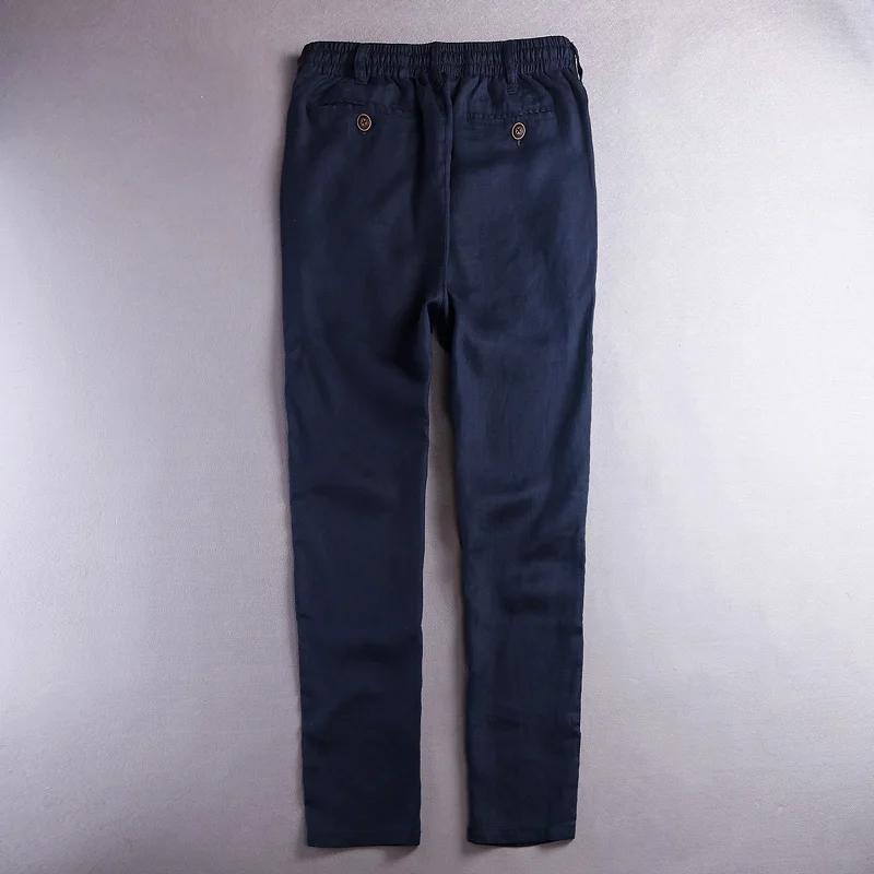 Nouveau 100% pantalons en lin hommes marque pur lin solide blanc pantalon hommes mode pantalon pour