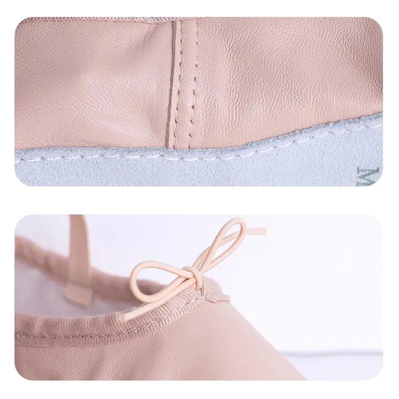 Chaussures de Ballet en cuir véritable, pantoufles de danse, chaussures de gymnastique pour femmes e