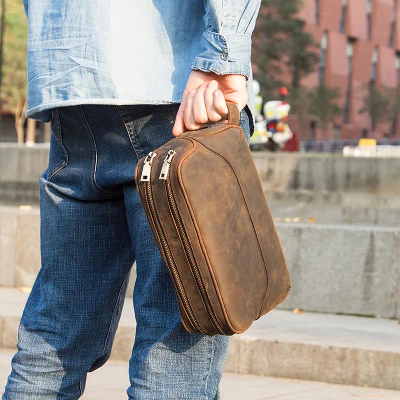 CONTACT'S-Trousse de toilette en cuir véritable pour homme, trousses de toilette vintage, trousses d