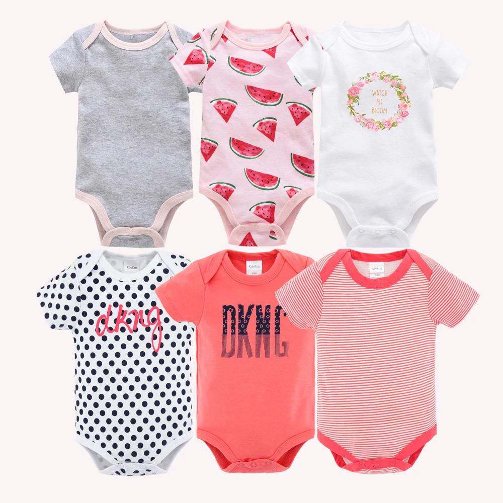 Kavkas – body pour bébés filles, 6/3 pièces/lot, vêtements d'été en coton pour bébés, manches courte