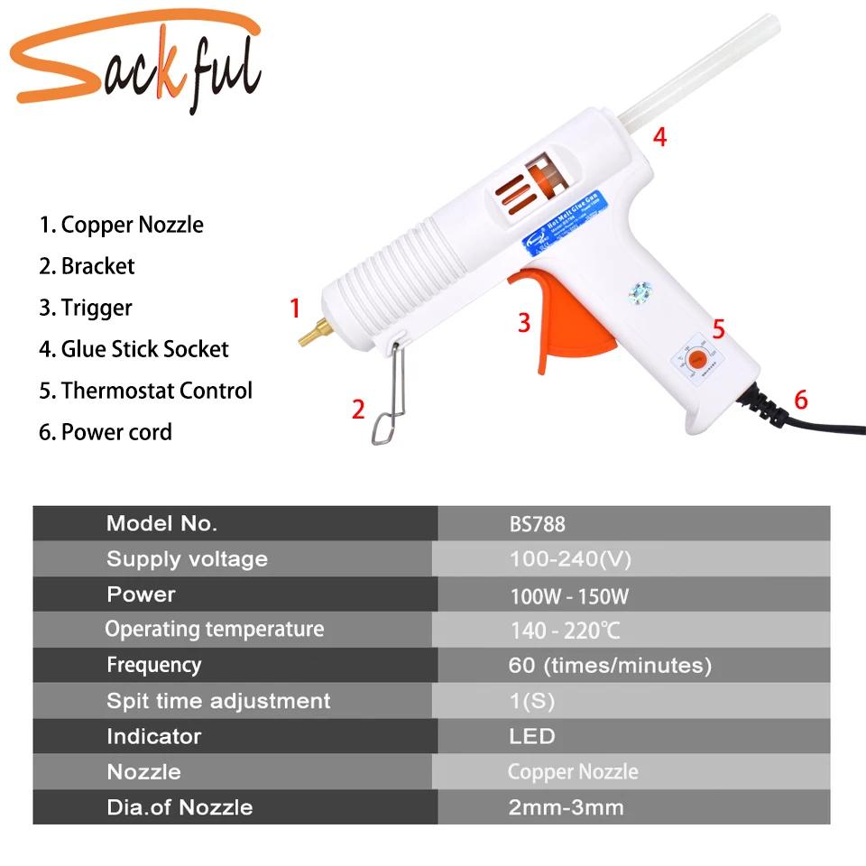 150 W 100 W Thermofusible Pistolet À Colle avec Contrôle De Température Thermostat 5 Livraison Colle