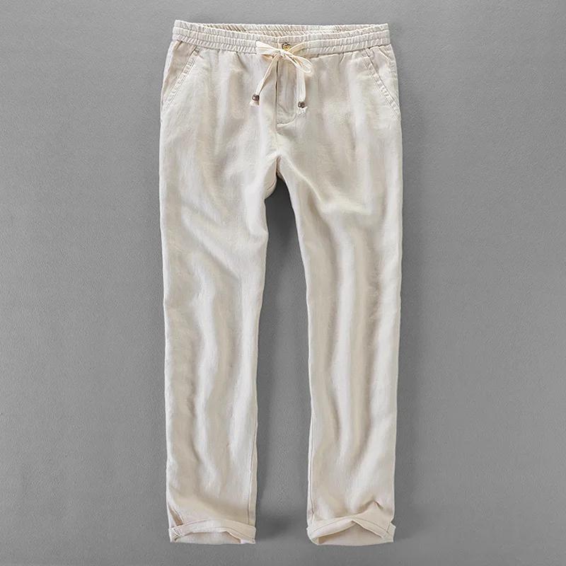 Pantalon large élastique en lin pour homme, style italien, décontracté, grande taille 40, nouvelle c