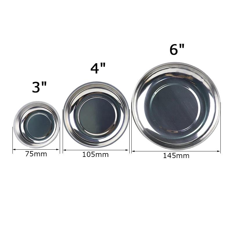Plateau magnétique circulaire 3 "/4"/6 ", pièces magnétiques, bol, plateau de rangement de vis, plat