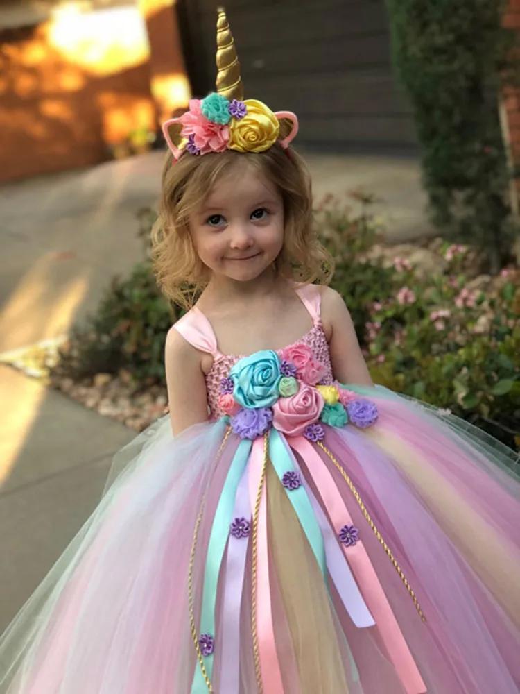 Robe tutu pastel Nairobi Orn pour filles, robe de Rhà bretelles en tulle au crochet pour enfants ave