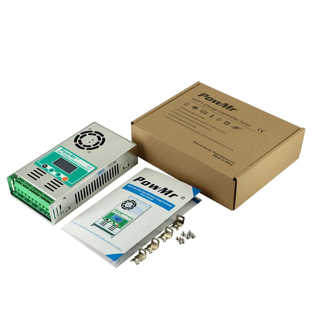 PowMr-Contrôleur de charge solaire, 60A, MPPT, rétroéclairage, 12V, 24V, 36V, 48V, batterie au lithi