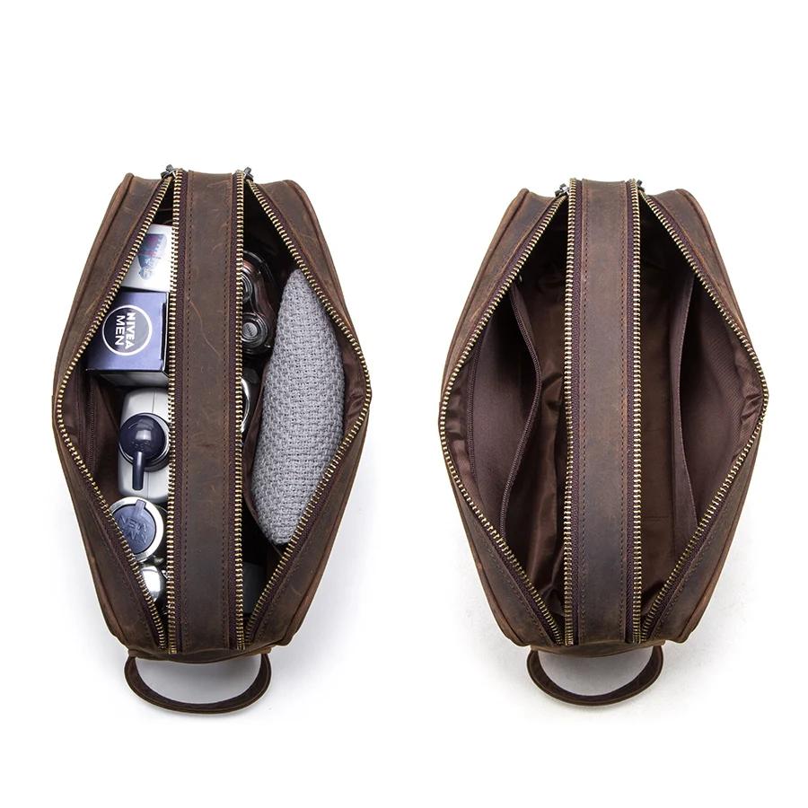 CONTACT'S-Trousse de toilette en cuir véritable pour homme, trousses de toilette vintage, trousses d