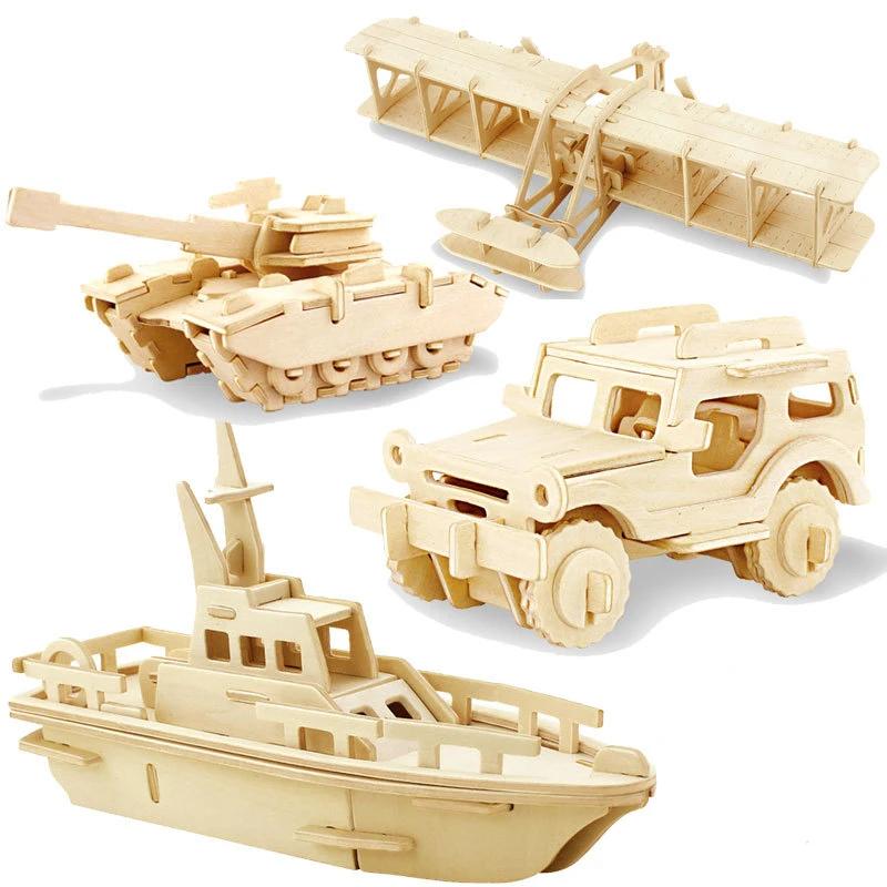 3D bricolage bois Puzzle jouet série militaire réservoir véhicule modèle ensemble créatif assemblé é