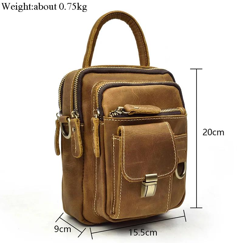 Elin Horse-Sac messager en cuir véritable pour homme, sac à main en cuir de vachette, double fermetu