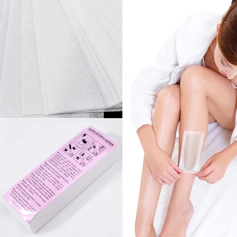 100 pièces épilation non tissé corps tissu cheveux enlever cire rouleaux de papier haute qualité épi