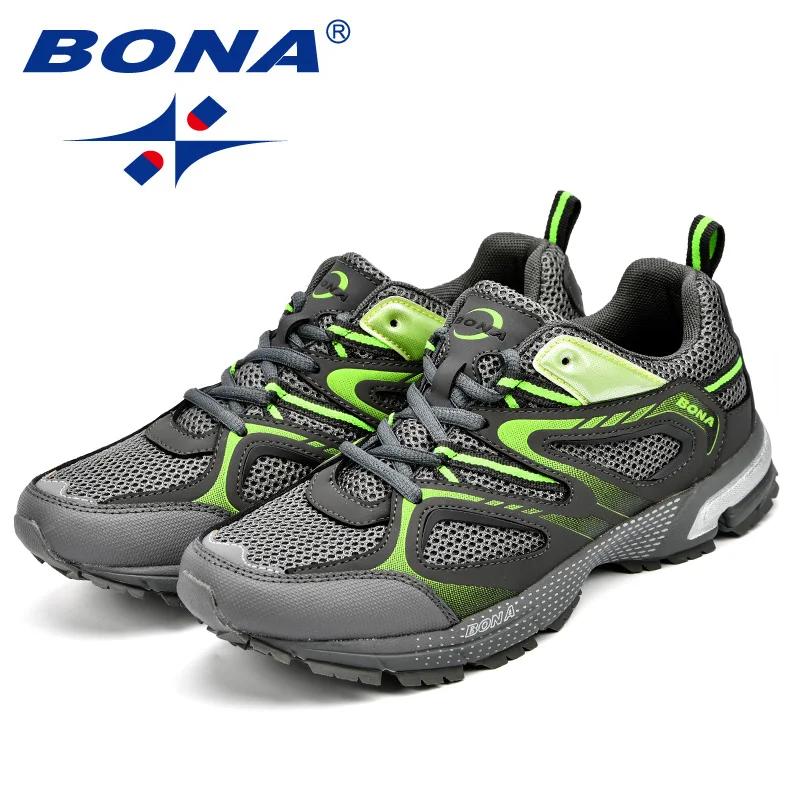 BONA nouveauté Style classique hommes chaussures de course vache fendu maille hommes chaussures de S