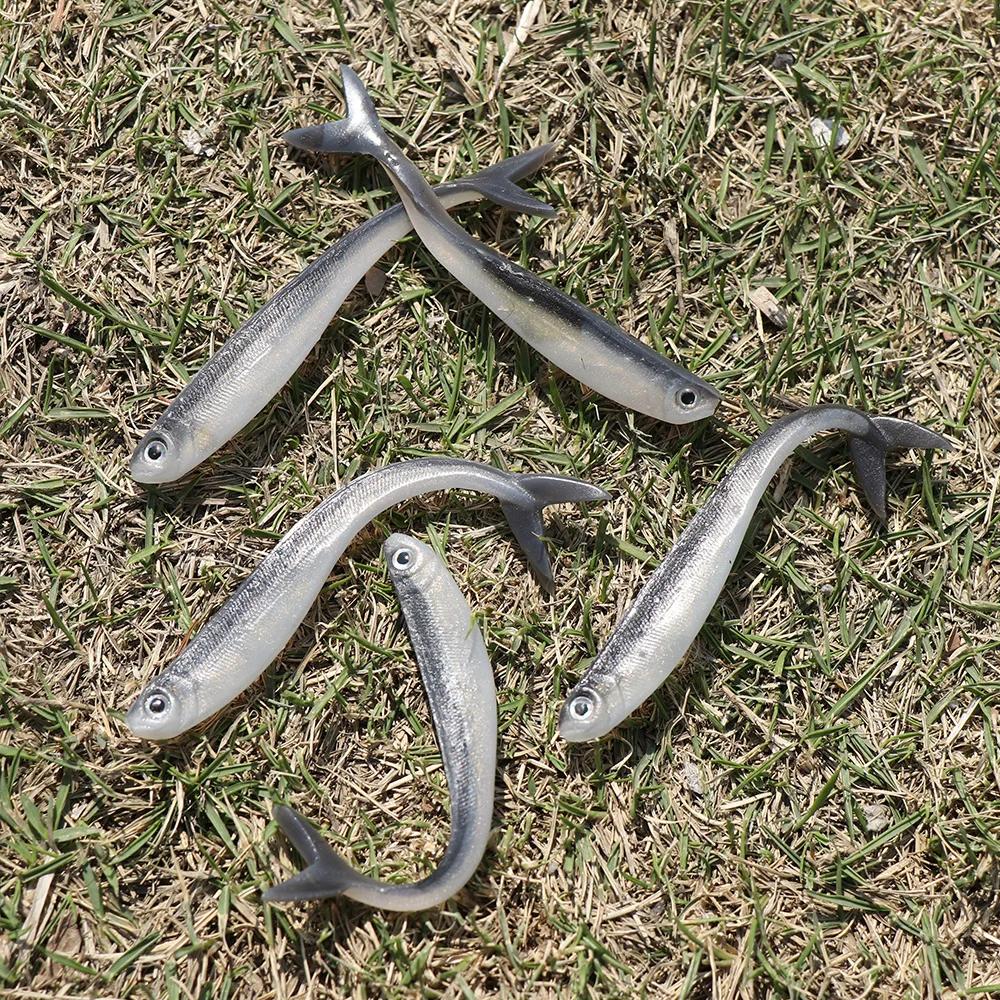 Leurre souple en silicone argenté, 10 pièces, appât Élidéal pour la pêche à l'alose, à la perche, au