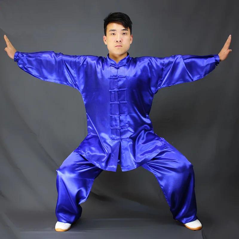 USHINE-Costumes de danse en satin pour enfants et adultes, chapelle Tai traditionnelle chinoise, uni
