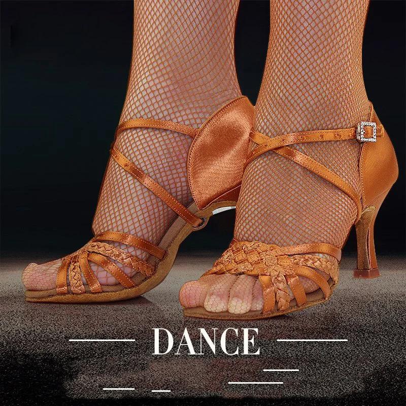 Chaussures de danse latine femme adulte fond souple poinçon talon haut Salsa chaussures de danse car