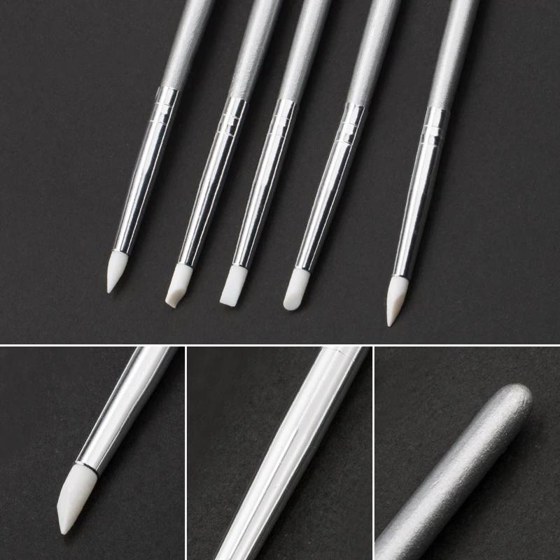 Brosse à ongles en Silicone, 5 pièces, Sculpture, gaufrage, poterie creuse, Sculpture, Gel UV façonn