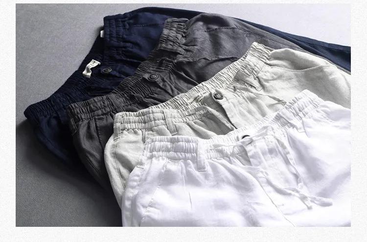 Nouveau 100% pantalons en lin hommes marque pur lin solide blanc pantalon hommes mode pantalon pour