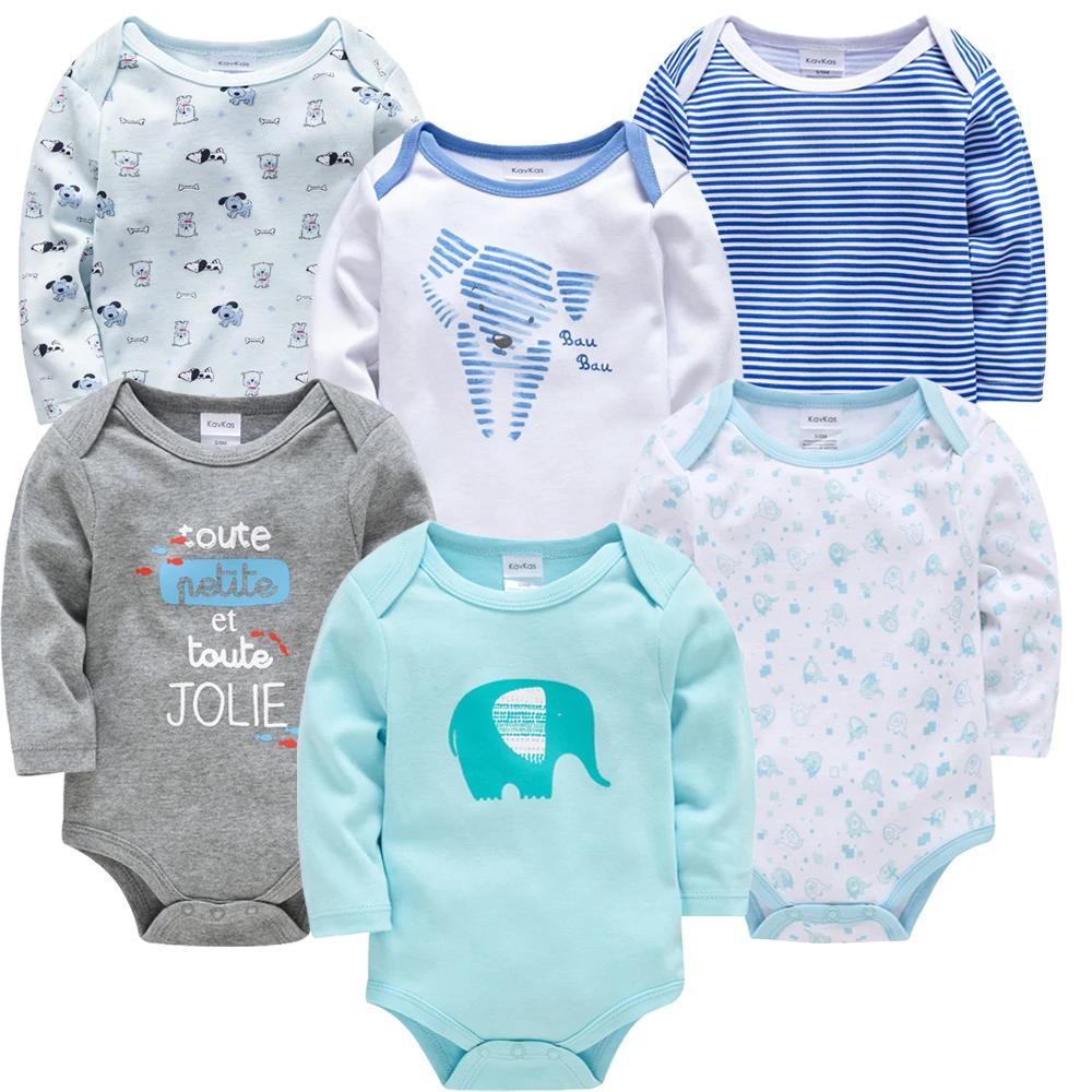 Kavkas bébé garçons filles Body 6 pièces 3 pièces à manches longues 100% coton bébé vêtements 0-12 m