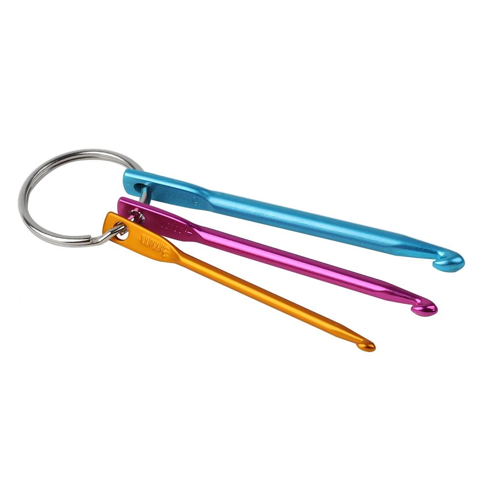Mini porte-clés en aluminium, Crochet, bricolage, outils d'artisanat multicolores, aiguilles à trico