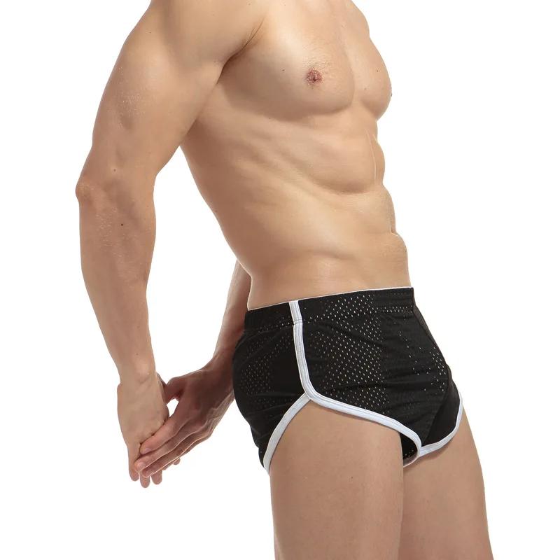 Sous-vêtements en maille pour hommes, pantalon court de sommeil, sexy, taille basse, coffre, grande
