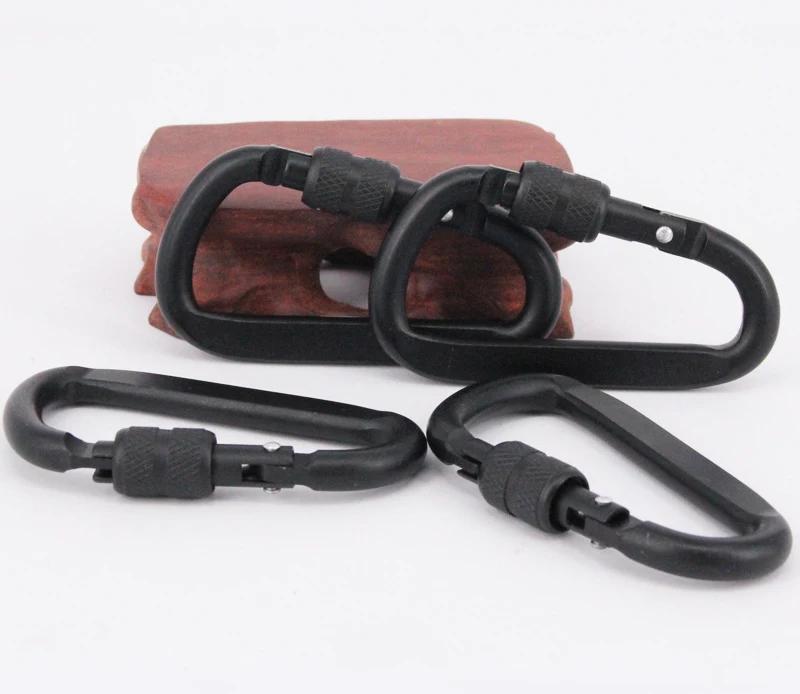 Mousqueton en alliage d'aluminium noir, anneau en D, Clip de porte-clés de Camping, mousqueton, Kit